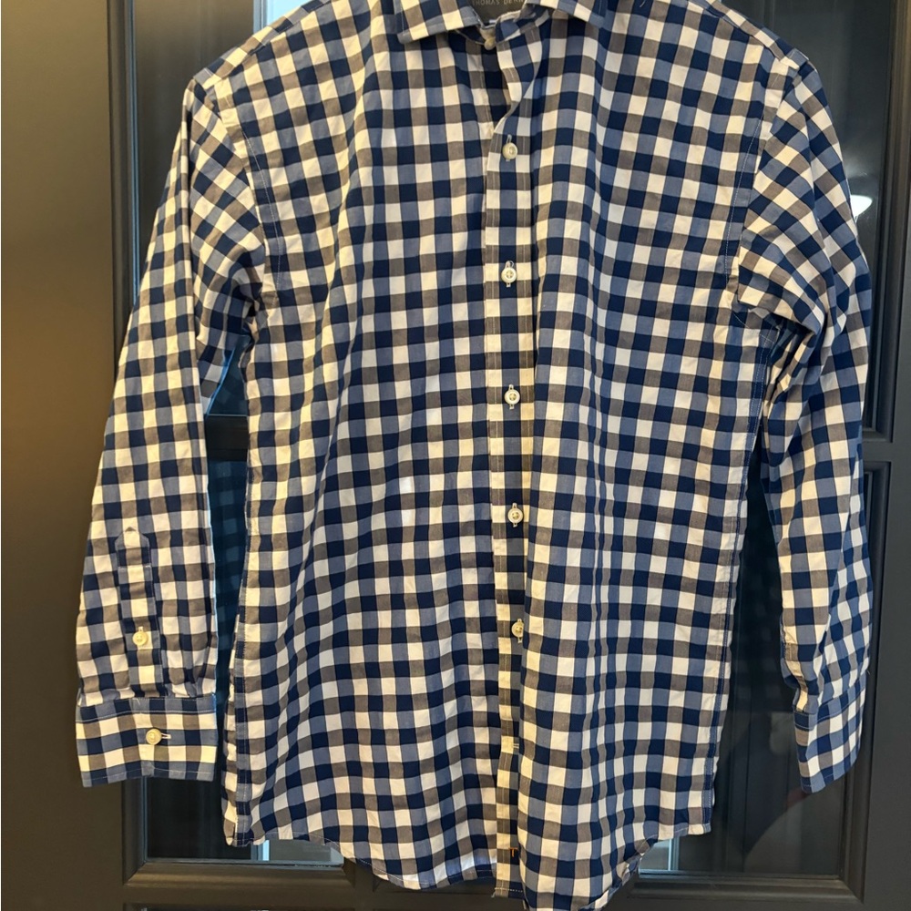 Thomas Dean Boys Blue and White Checkered Shirt